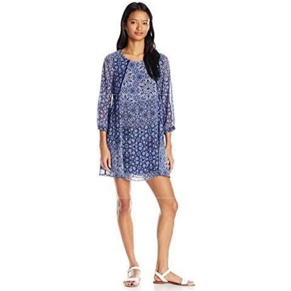 🔸️NWT Speechless Blue Boho Long Sleeve Dress Small - Picture 1 of 12